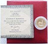 1999 South Africa Tenth Krugerrand Gold Proof 1/10oz Coin Box Coa