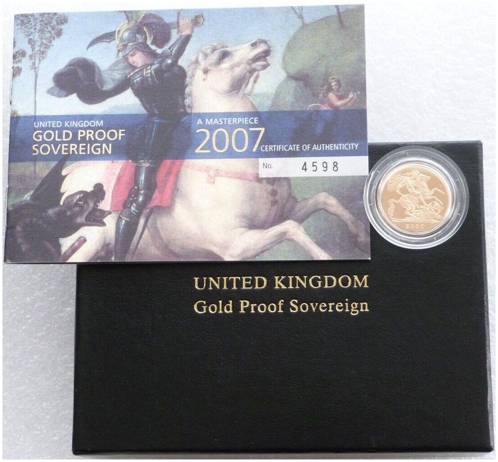 2007 St George and the Dragon Full Sovereign Gold Proof Coin Box Coa