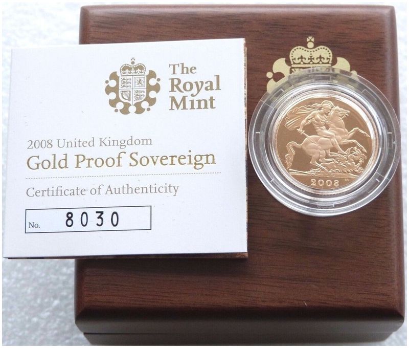 2008 St George and the Dragon Full Sovereign Gold Proof Coin Box Coa