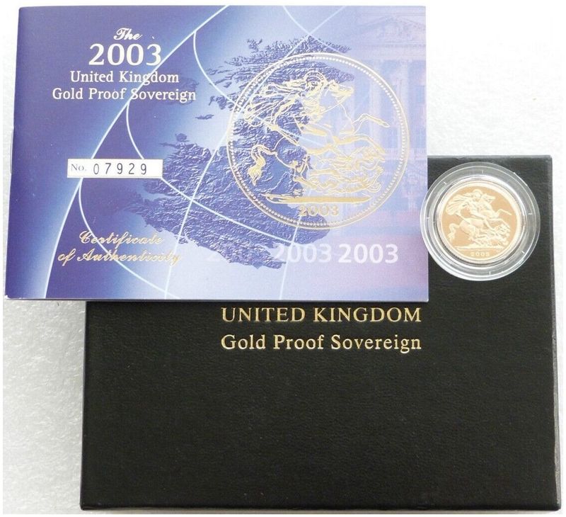 2003 St George and the Dragon Full Sovereign Gold Proof Coin Box Coa