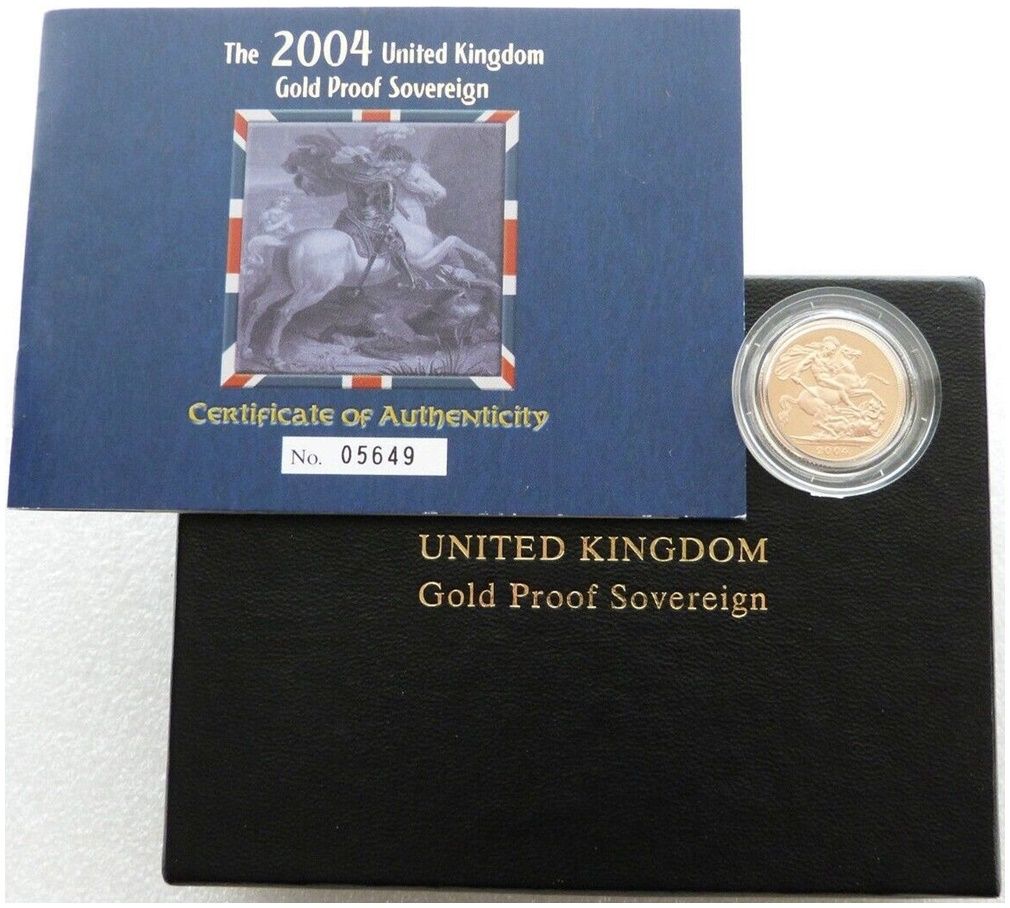 2004 St George and the Dragon Full Sovereign Gold Proof Coin Box Coa