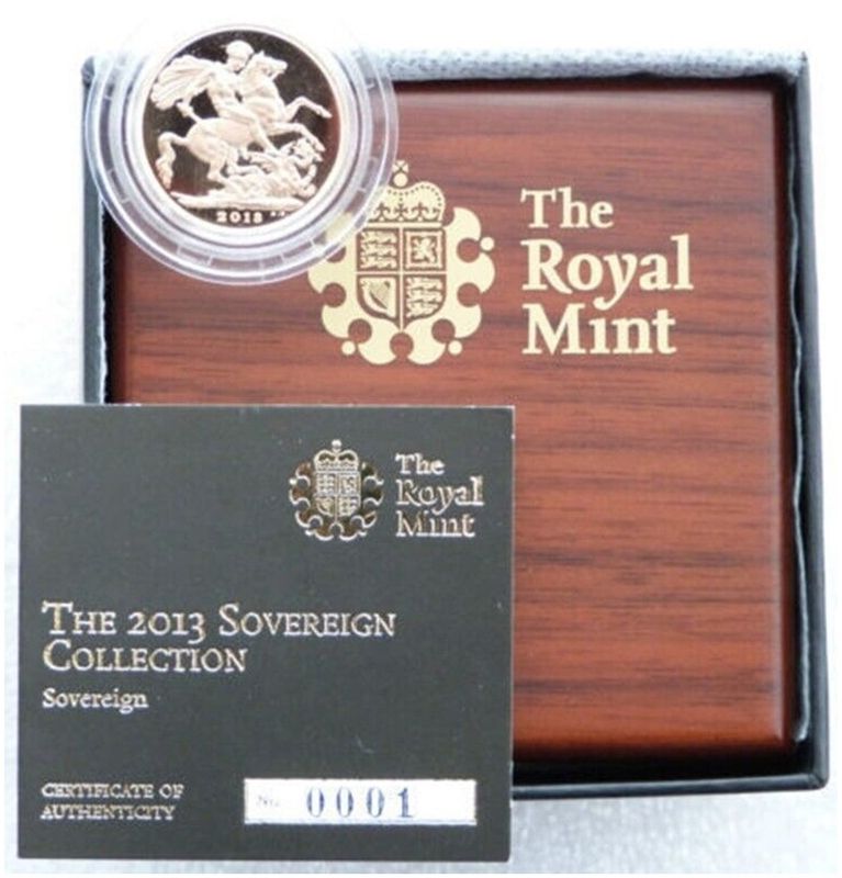 2013 St George and the Dragon Full Sovereign Gold Proof Coin Box Coa Number 0001