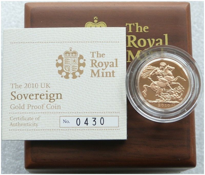 2010 St George and the Dragon Full Sovereign Gold Proof Coin Box Coa