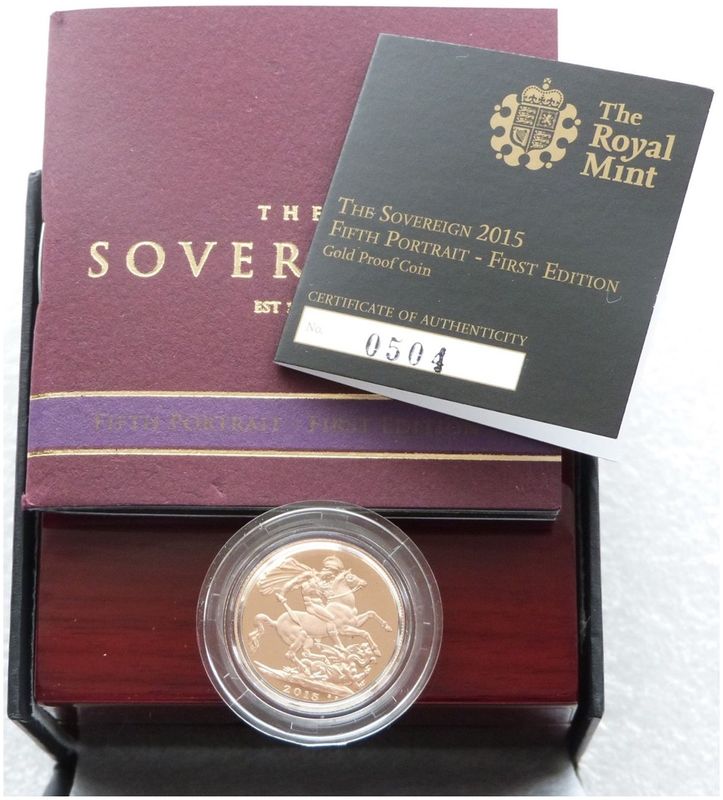 2015 St George and the Dragon Full Sovereign Gold Proof Coin Box Coa - Fifth Portrait Jody Clark