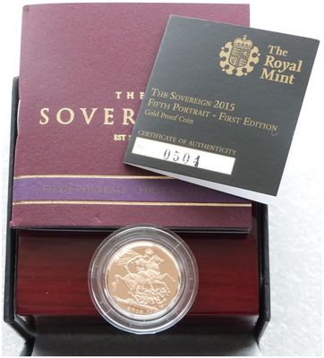 2015 St George and the Dragon Full Sovereign Gold Proof Coin Box Coa - Fifth Portrait Jody Clark