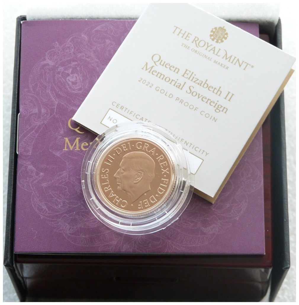 2022 Memorial Full Sovereign Gold Proof Coin Box Coa