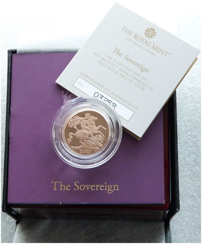 2023 King Charles III Coronation Full Sovereign Gold Proof Coin Box Coa