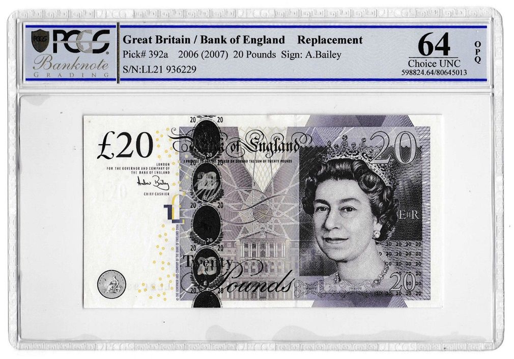 2007 Bank of England A Bailey £20 Twenty Pound Replacement Banknote P392a Choice Uncirculated 64 OPQ