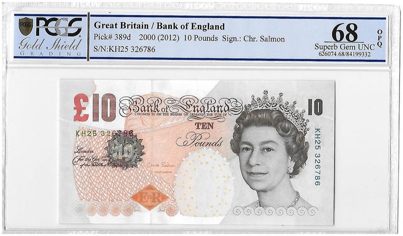 2012 Bank of England Chris Salmon Darwin £10  Banknote Superb Gem Unc 68 OPQ
