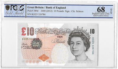2012 Bank of England Chris Salmon Darwin £10  Banknote Superb Gem Unc 68 OPQ