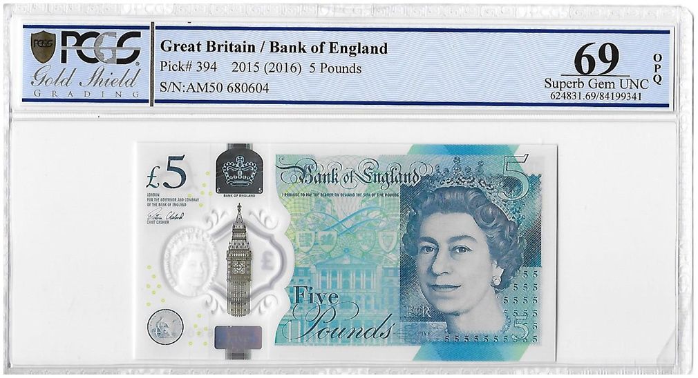 2016 Bank of England Victoria Cleland Polymer Churchill £5 Five Pound Banknote Superb Gem Unc 69 OPQ