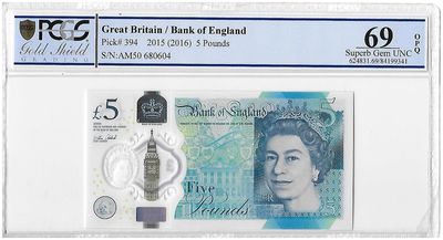 2016 Bank of England Victoria Cleland Polymer Churchill £5 Five Pound Banknote Superb Gem Unc 69 OPQ