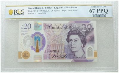 2020 Bank of England Sarah John Turner Polymer £20 Banknote First Print Superb Gem Unc 67 PPQ