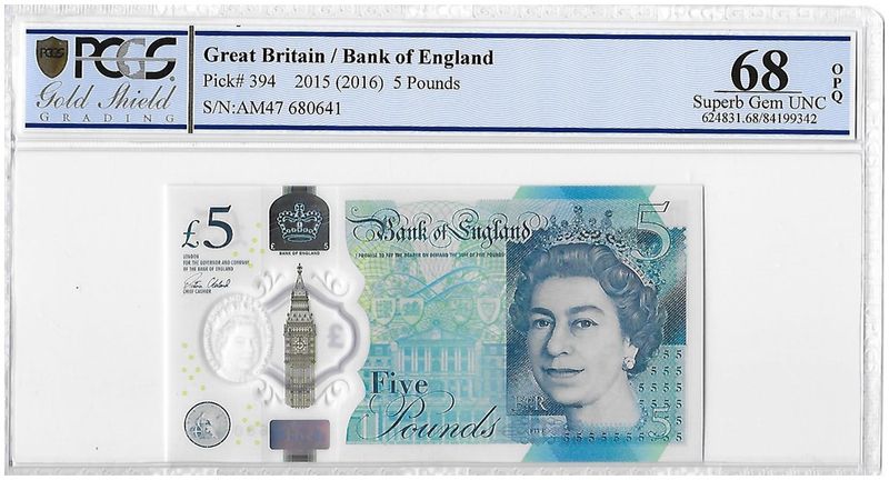 2016 Bank of England Victoria Cleland Polymer Churchill £5 Five Pound Banknote Superb Gem Unc 68 OPQ