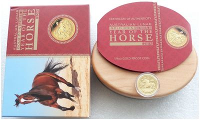 2014-P Australia Lunar Horse $25 Gold Proof 1/4oz Coin Box Coa
