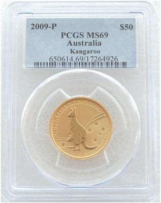 2009 Australia Kangaroo $50 Gold 1/2oz Coin PCGS MS69