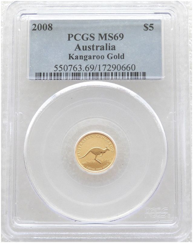 2008 Australia Kangaroo $15 Gold 1/10oz Coin PCGS MS69