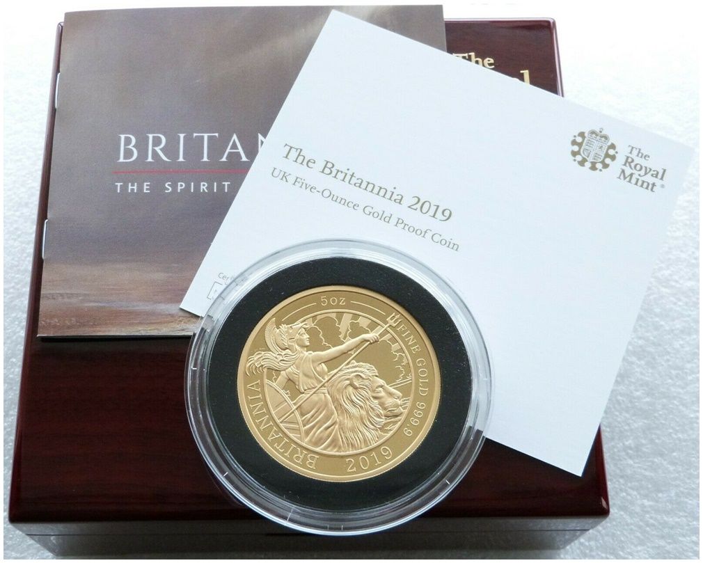 2019 Britannia £500 Gold Proof 5oz Coin Box Coa - Mintage 57
