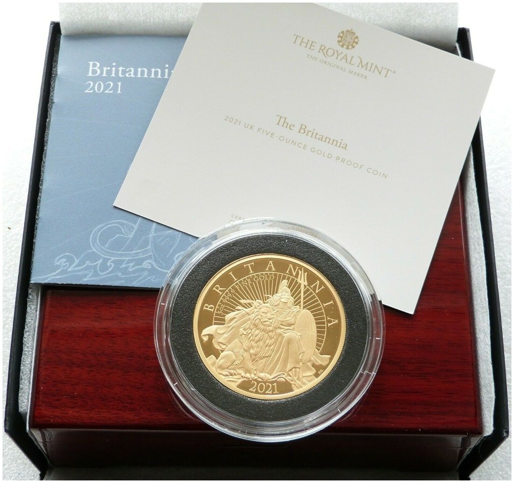 2021 Britannia £500 Gold Proof 5oz Coin Box Coa - Mintage 80