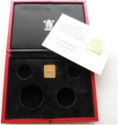 1990 Royal Mint Sovereign Gold Proof 4 Coin Box Coa No Coins