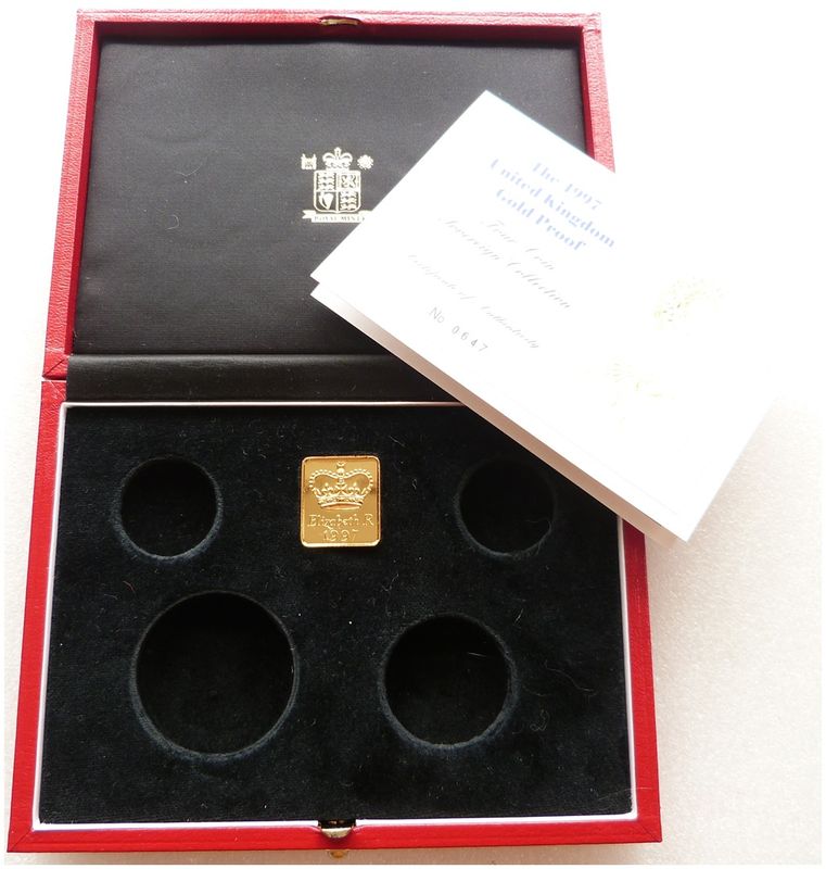 1997 Royal Mint Sovereign Gold Proof 4 Coin Box Coa No Coins