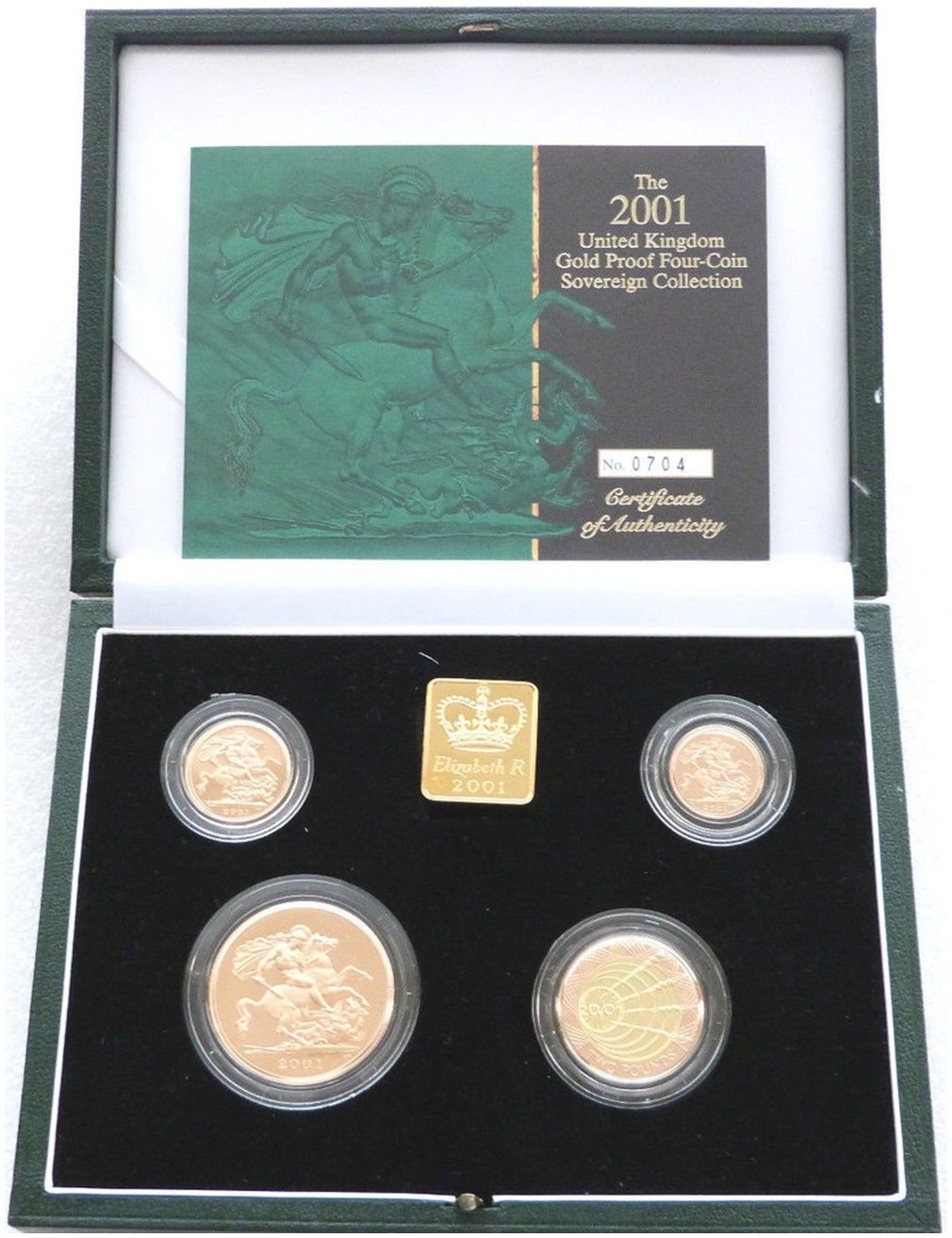 2001 Sovereign Gold Proof 4 Coin Set Box Coa