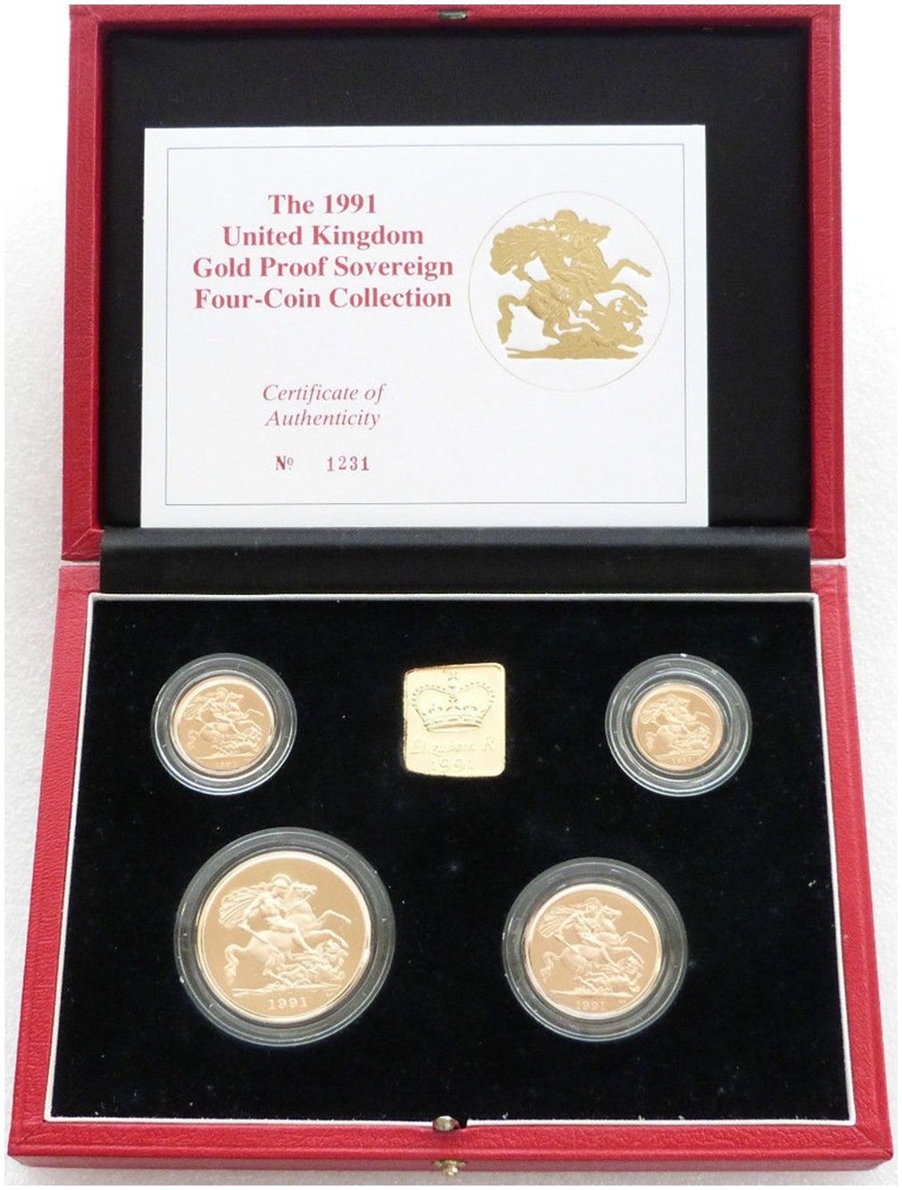 1991 Sovereign Gold Proof 4 Coin Set Box Coa