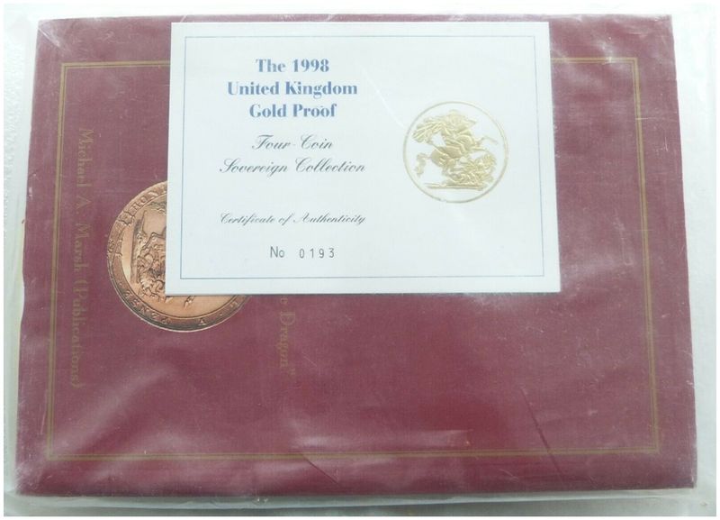 1998 Sovereign Gold Proof 4 Coin Set Box Coa Sealed with Book