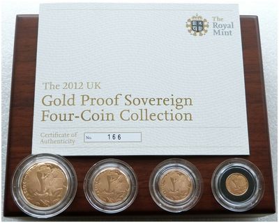 2012 Diamond Jubilee Sovereign Gold Proof 4 Coin Set Box Coa
