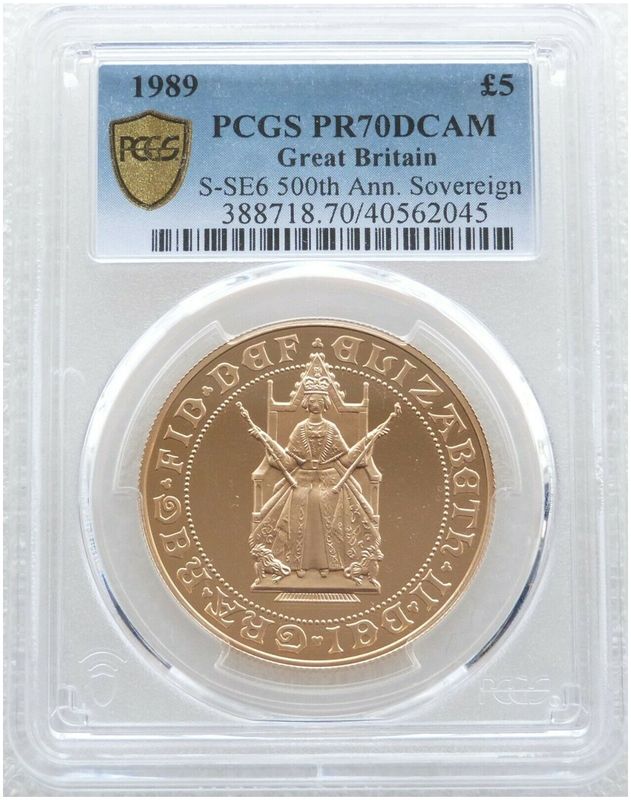 1989 Tudor Rose £5 Five Pound Sovereign Gold Proof Coin PCGS PR70 DCAM