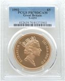 1992 St George and the Dragon £5 Sovereign Gold Proof Coin PCGS PR70 DCAM