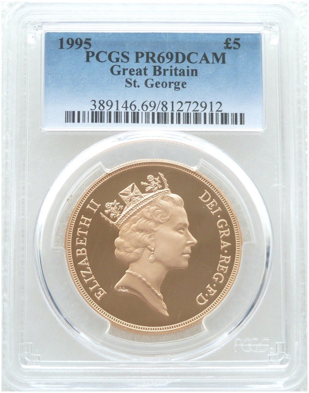 1995 St George and the Dragon £5 Five Pound Sovereign Gold Proof Coin PCGS PR69 DCAM
