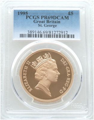 1995 St George and the Dragon £5 Five Pound Sovereign Gold Proof Coin PCGS PR69 DCAM