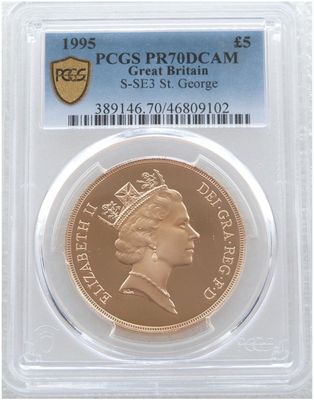 1995 St George and the Dragon £5 Sovereign Gold Proof Coin PCGS PR70 DCAM