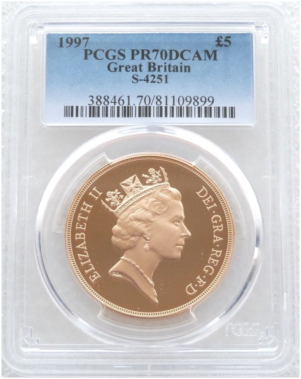 1997 St George and the Dragon £5 Five Pound Sovereign Gold Proof Coin PCGS PR70 DCAM