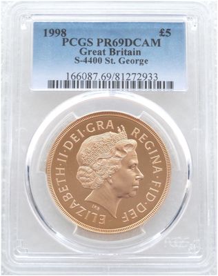 1998 St George and the Dragon £5 Sovereign Gold Proof Coin PCGS PR69 DCAM