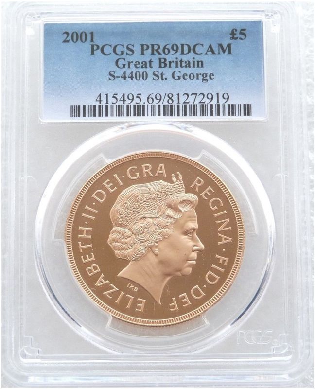 2001 St George and the Dragon £5 Five Pound Sovereign Gold Proof Coin PCGS PR69 DCAM