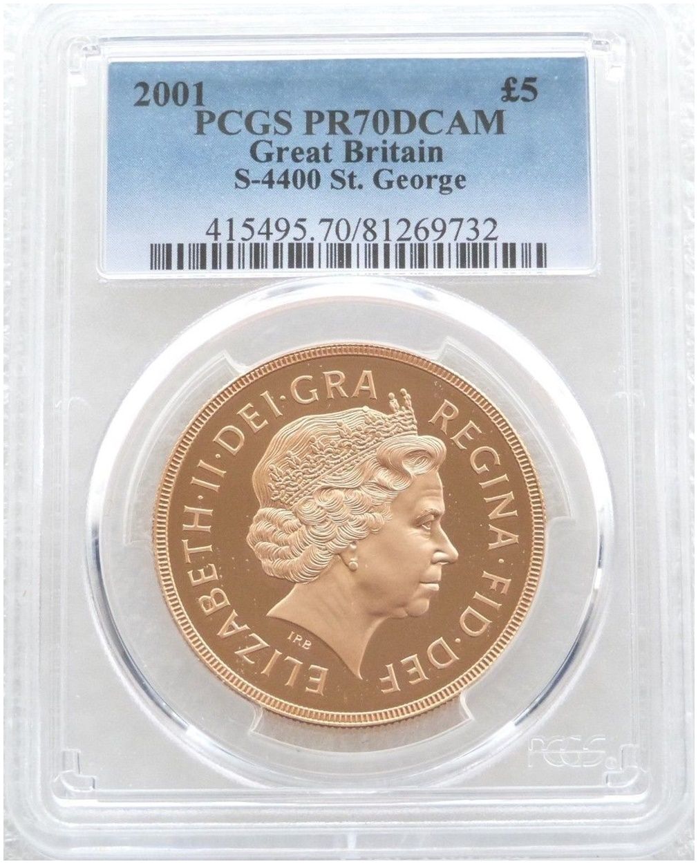 2001 St George and the Dragon £5 Five Pound Sovereign Gold Proof Coin PCGS PR70 DCAM