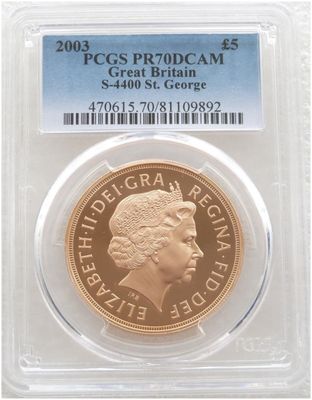 2003 St George and the Dragon £5 Five Pound Sovereign Gold Proof Coin PCGS PR70 DCAM