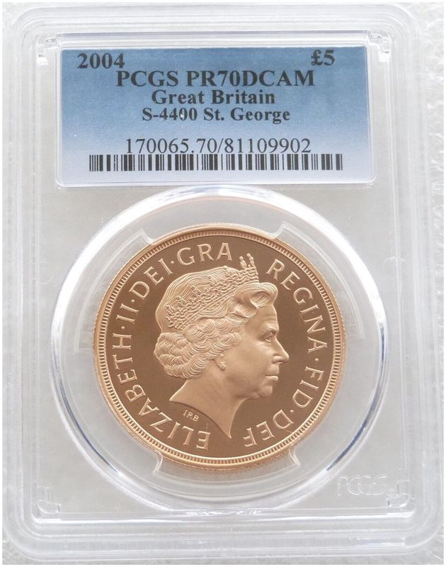 2004 St George and the Dragon £5 Five Pound Sovereign Gold Proof Coin PCGS PR70 DCAM