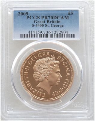 2009 St George and the Dragon £5 Five Pound Sovereign Gold Proof Coin PCGS PR70 DCAM