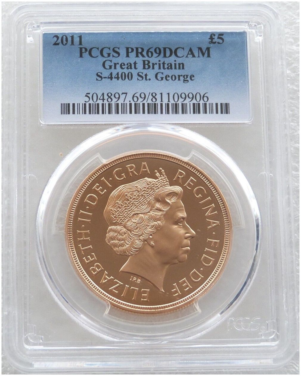 2011 St George and the Dragon £5 Five Pound Sovereign Gold Proof Coin PCGS PR69 DCAM