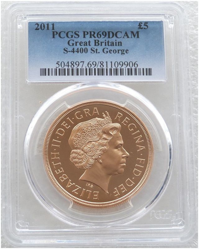 2011 St George and the Dragon £5 Five Pound Sovereign Gold Proof Coin PCGS PR69 DCAM