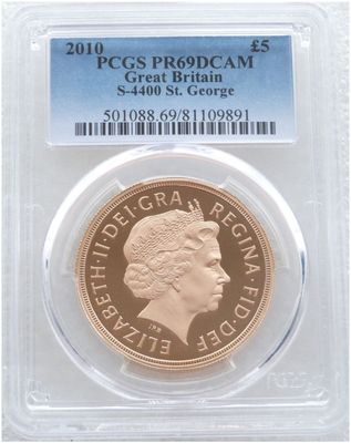 2010 St George and the Dragon £5 Five Pound Sovereign Gold Proof Coin PCGS PR69 DCAM