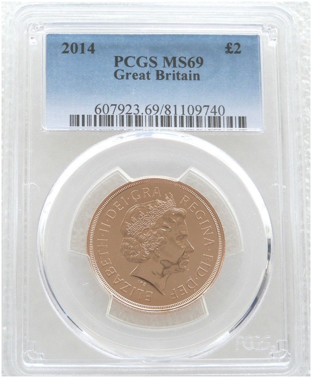 2014 St George and the Dragon £2 Double Sovereign Gold Coin PCGS MS69