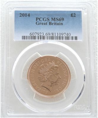 2014 St George and the Dragon £2 Double Sovereign Gold Coin PCGS MS69