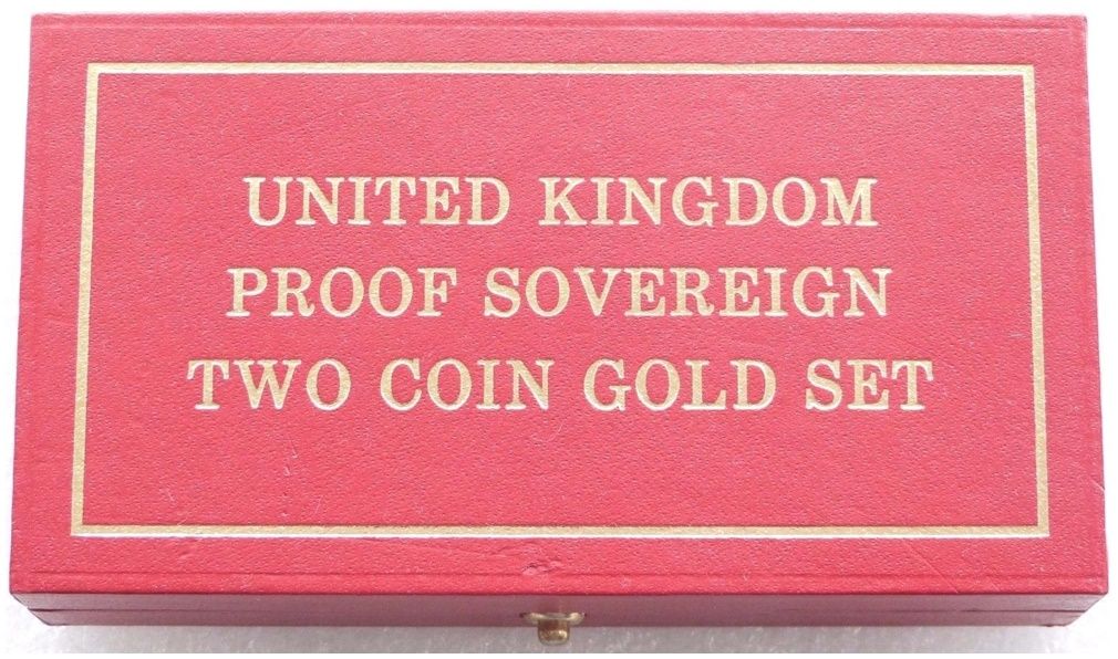 Royal Mint Gold Proof Sovereign 2 Coin Set Red Leather Box No Coins