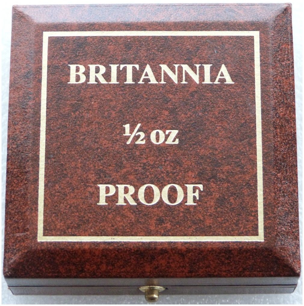 1987 - 2007 Royal Mint Britannia £50 Gold Proof 1/2oz Coin Brown Leather Box Only