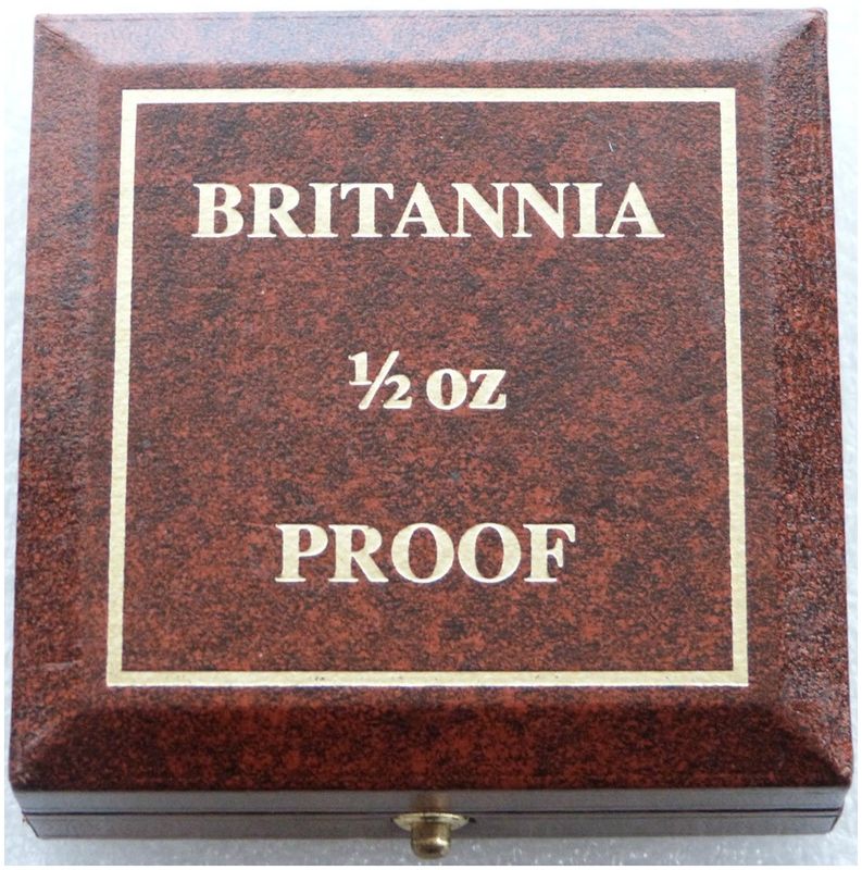 1987 - 2007 Royal Mint Britannia £50 Gold Proof 1/2oz Coin Brown Leather Box Only
