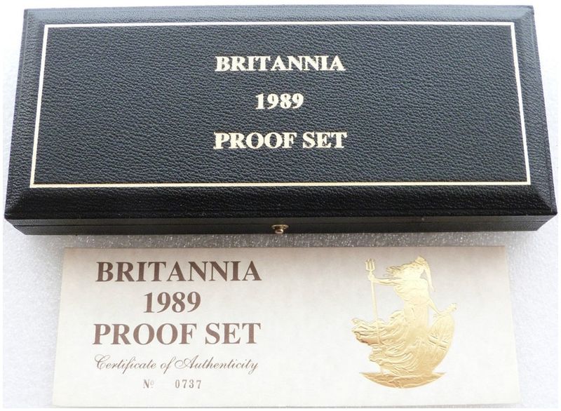 1989 Royal Mint Britannia Gold Proof 4 Coin Set Box Coa No Coins